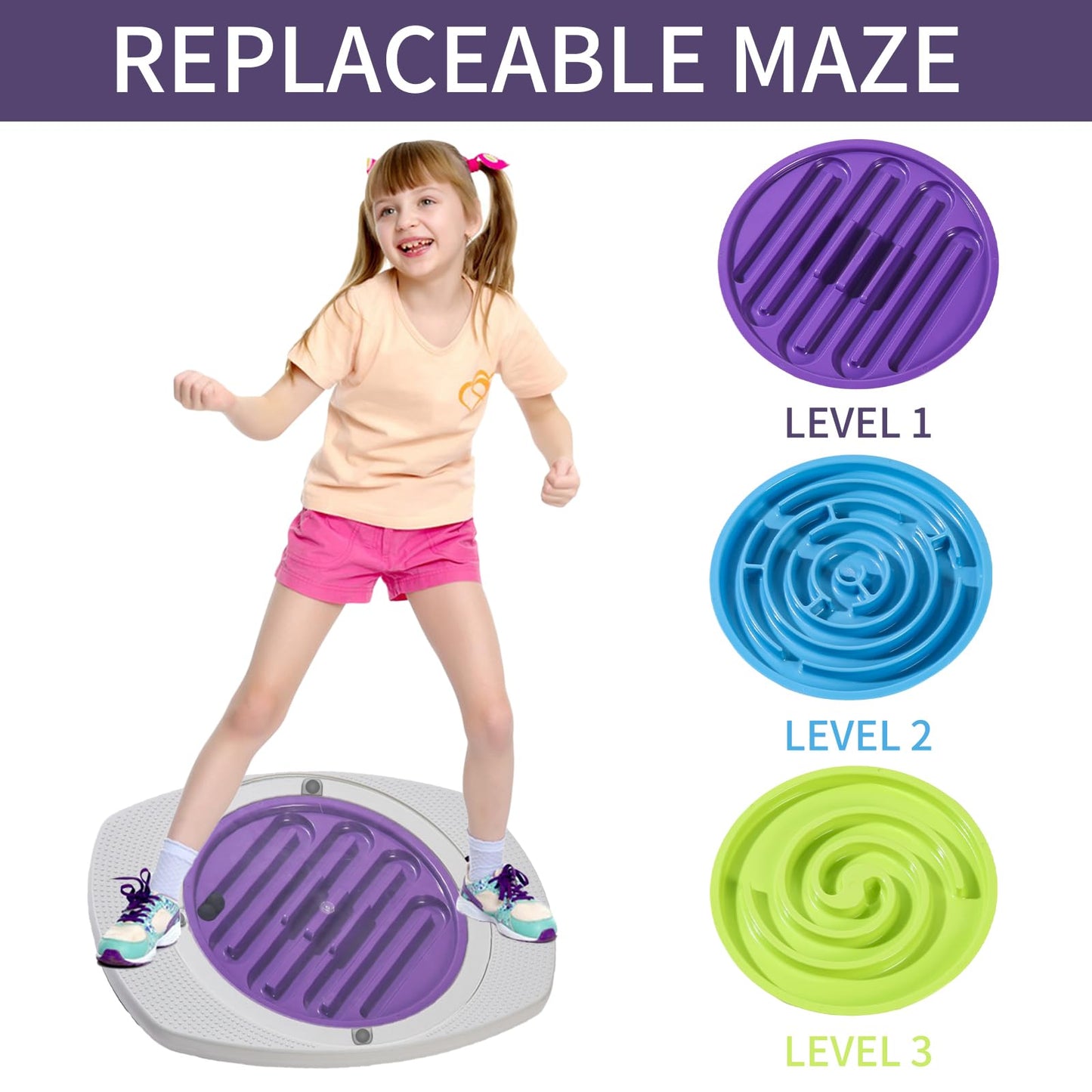 Lydnvjx Balance Board Maze, 20 Inch Maze Balance Plate, Anti Slip Balance Board with 3 Replacement Maze Disks, Maximum Load of 165 Pounds
