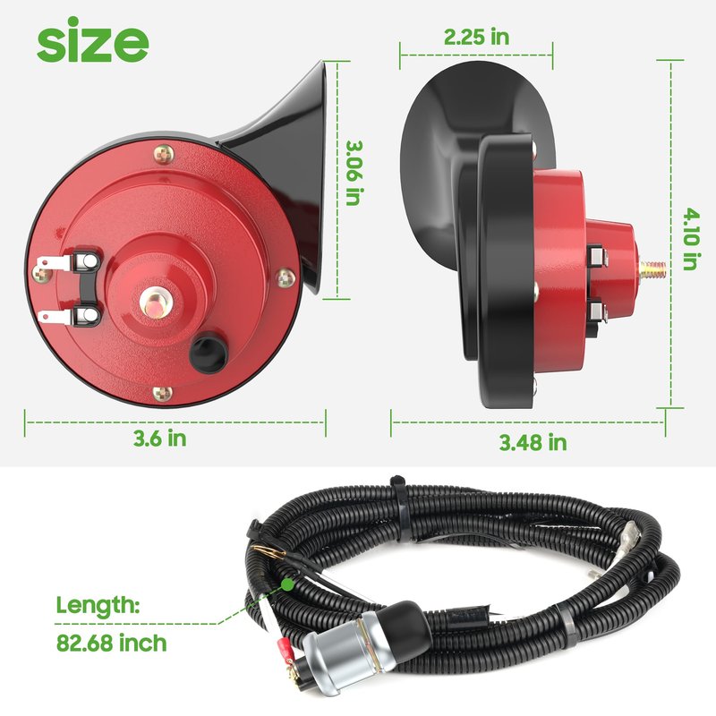 10L0L 12 Volt Golf Cart Horn Kit for Yamaha EZGO Club Car or UTV Boat, Floor Mount Button Switch, Universal Loud Horn Volume Up to 118db