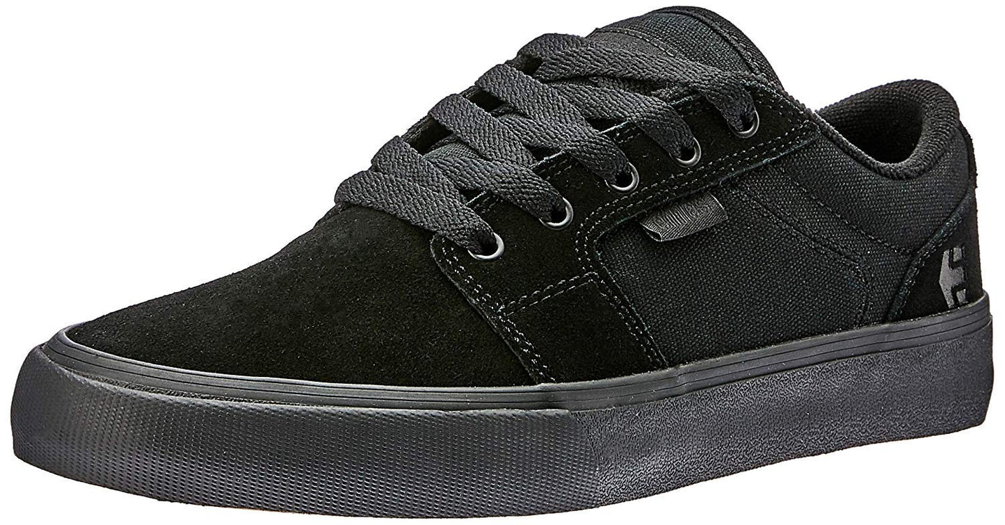 Etnies Barge LS – Classic Skate Look, Slim Vulcanized Silhoutte, Hefty Armored Collar, Reinforced Vulc - Black/Black/Black - 11.5
