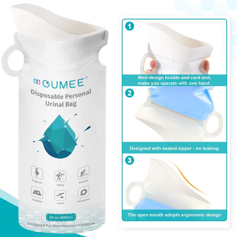 OUMEE 800ML Emergency Disposable Urinal Bags, 8/12/20/23/28 Pcs Camping Pee Bags Unisex Urine Bag Vomit Bag for Travel Traffic Jam Portable Toilet for Men Women (23)