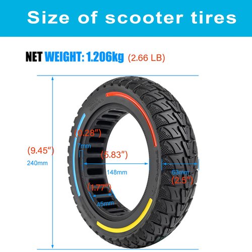 TOCBEUU 10x2.5 Inch Solid Tires for Electric Scooter, 60/70-6.5 Replacement Wheels, Rubber Tyre for Segway Ninebot Max G30P/G30LP/G30/G30D/G30E/G30LP/G30D II/G30 Max/G2/F2 pro& Hiboy S2 MAX (2PCS)