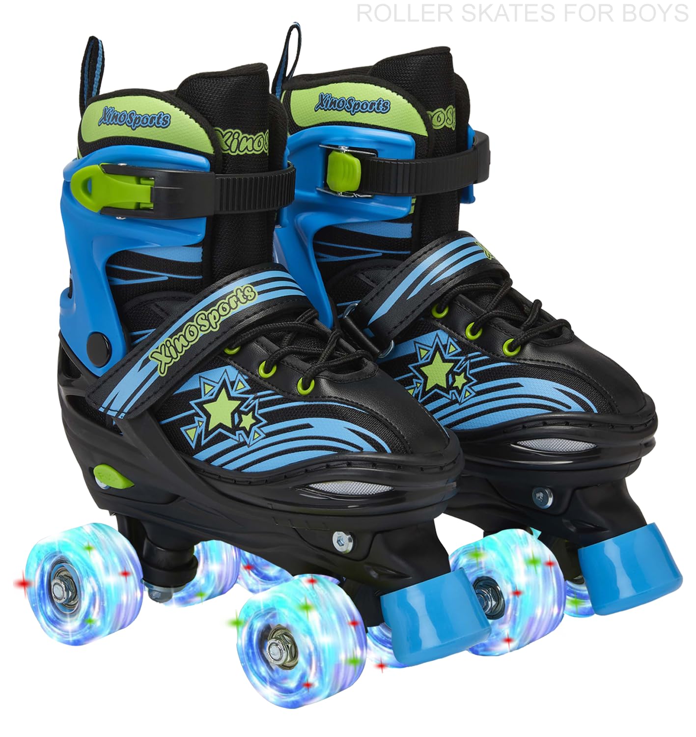 Xino Sports Adjustable Roller Skates for Kids - Pro Quality - Beginner Friendly with Illuminating LED Light-Up Wheels, Durable and Comfortable Design for Boys and Girls (Black, Medium 1-4)