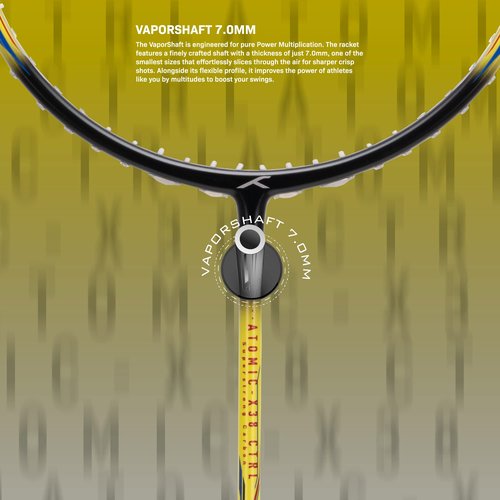 Hundred Atomic-X 38 CTRL Carbon Fibre Strung Badminton Racket with Full Racket Cover (Black/Lime) | for Intermediate Players | 83 Grams | Maximum String Tension - 38lbs