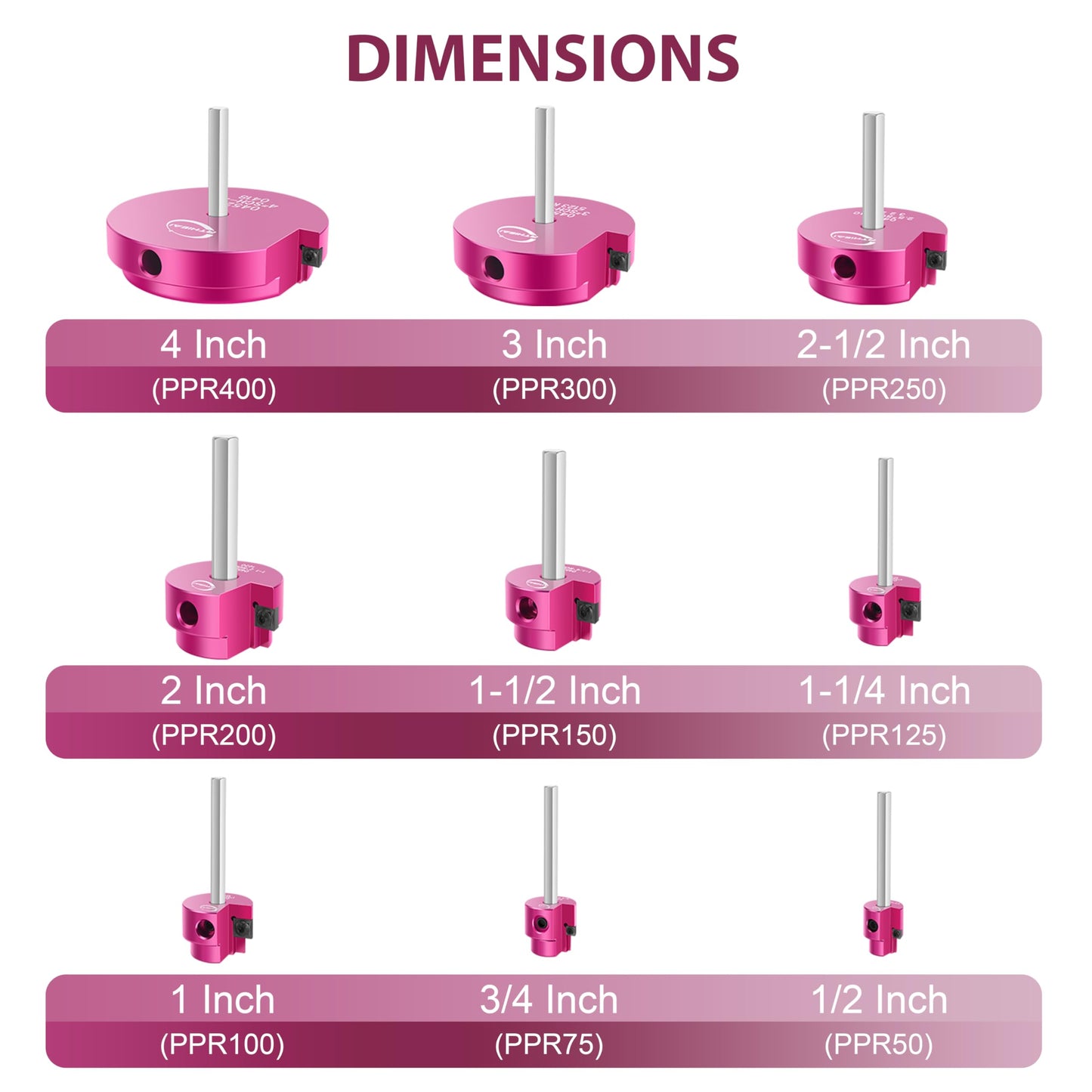 9 Pcs PVC Pipe Reamer Kit, PVC Fitting Saver Socket Saver Plumbing Tool with 1/2", 3/4", 1", 1-1/4", 1-1/2", 2", 2.5", 3" and 4" Head, Pipe Fitting Reamer for SCH40 CPVC ABS, Fits Standard 1/2" Drill