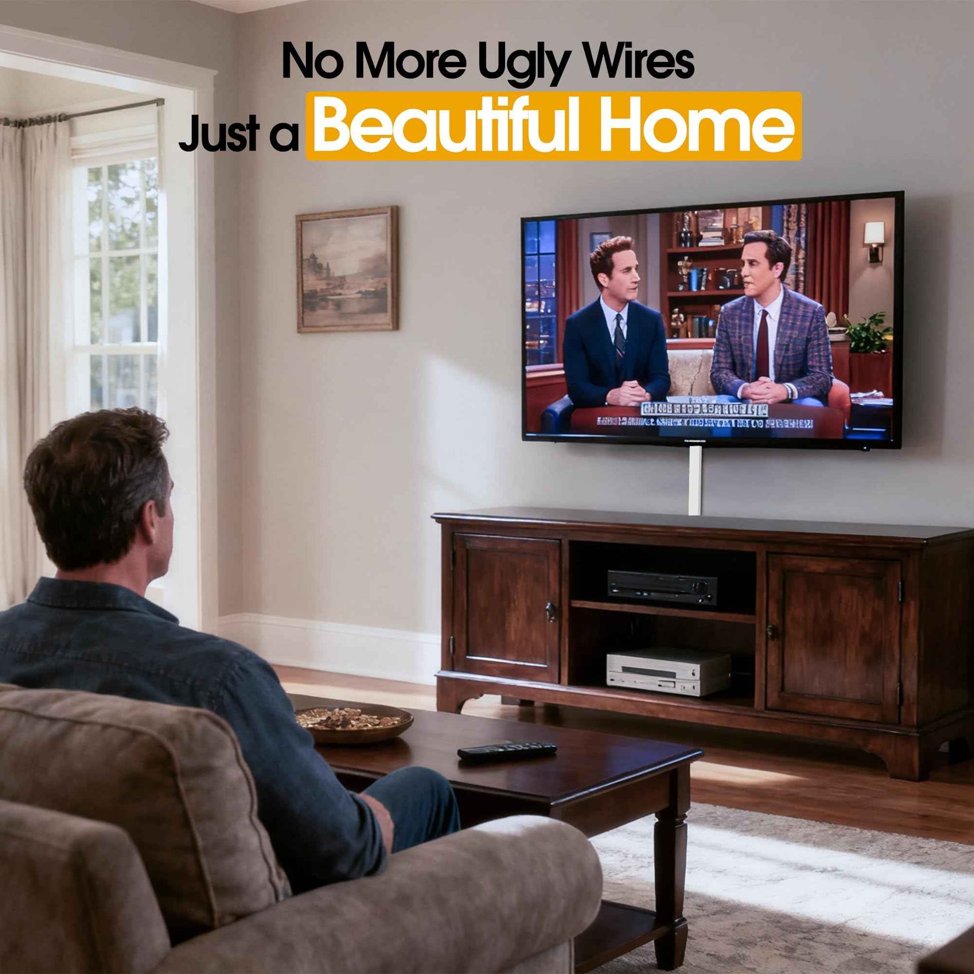 212.6in Cord Covers for 2-3 Wires on Wall, TV Cord Hider Wall, Paintable Cable Hider Raceway, Easier Set-up Wire Hider Wire Covers for Cords on Wall, Self-Adhesive Cable Cover, W0.95 H0.55in, White