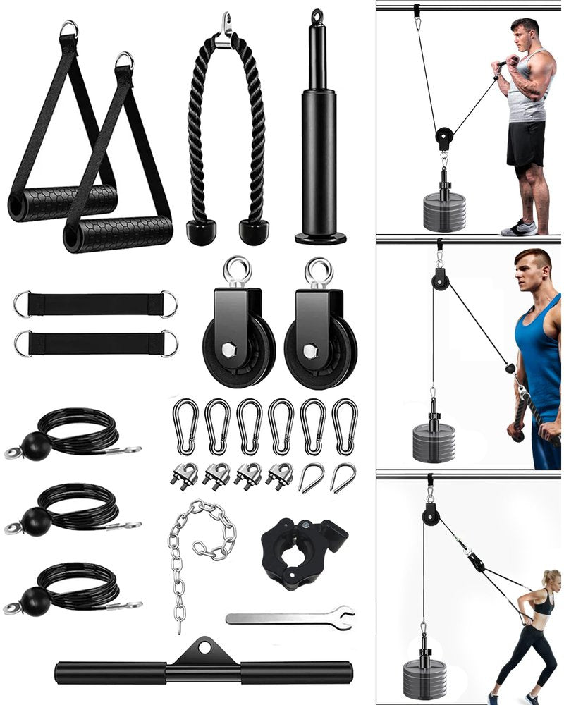ASIEIT Weight Pulley System for Home Gym, Upgraded Cable Pulley Attachments for Garage Gym, Durable Cable Machine for LAT Pull Down, Biceps Curl, Tricep, Shoulder Workout