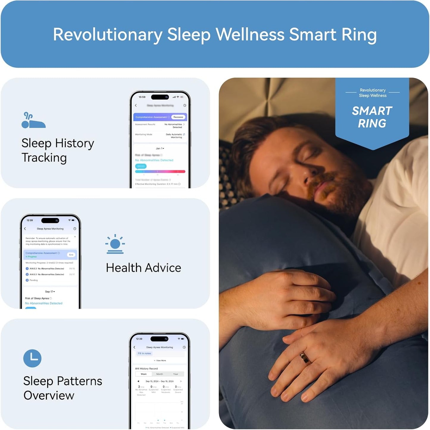 RingConn Gen 2 Smart Ring - Sleep Apnea Monitoring & Health Tracker | 12-Day Battery Life, Gold, Size 10