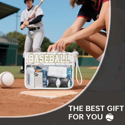 Baseball Gift Bags | Clear Chenille Letter Zipper Pouch - Portable Treat Bags for Team Gifts