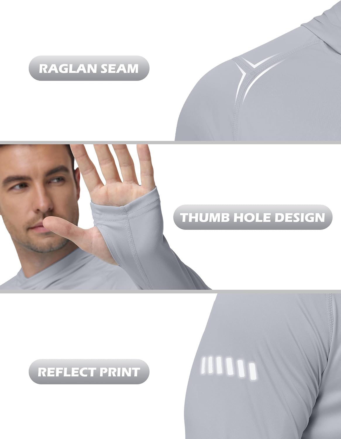Roadbox Men's UPF 50+ Sun Protection Hoodie - Lightweight UV Long Sleeve Fishing Shirt for Outdoor Activities
