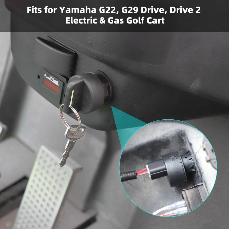 Roykaw Golf Cart Starter Ignition Key Switch Replacement Compatible with Yamaha G22/G29/Drive 2 G&E Models, 2 Positions-On/Off, No-wiring/Includes 2 Keys, OEM# JW1-H2510-00, JU2-H2510-10, JU2-H2510-20