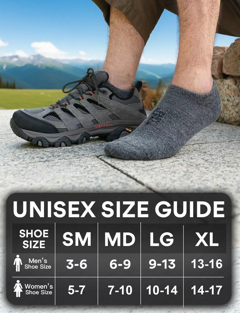 Juclise Alpaca Wool Any Season No Show Midweight Merino Outdoors Socks Men&Women Moisture Wicking Hiking Cushioned Breathable (US, Alpha, X-Large, Regular, Regular, Dark Grey)