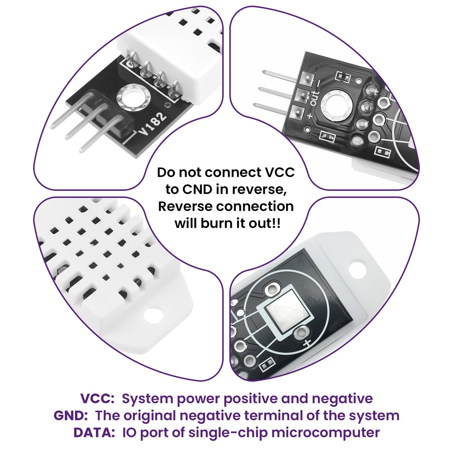 SATUY 4Pcs DHT22/AM2302 Digital Temperature Humidity Sensor Module with Cable, Temp Range -40~80℃ (±0.5℃), Humidity 0~100% RH (±2%) for A-rduino Electronic Practice DIY, Replace SHT11 SHT15