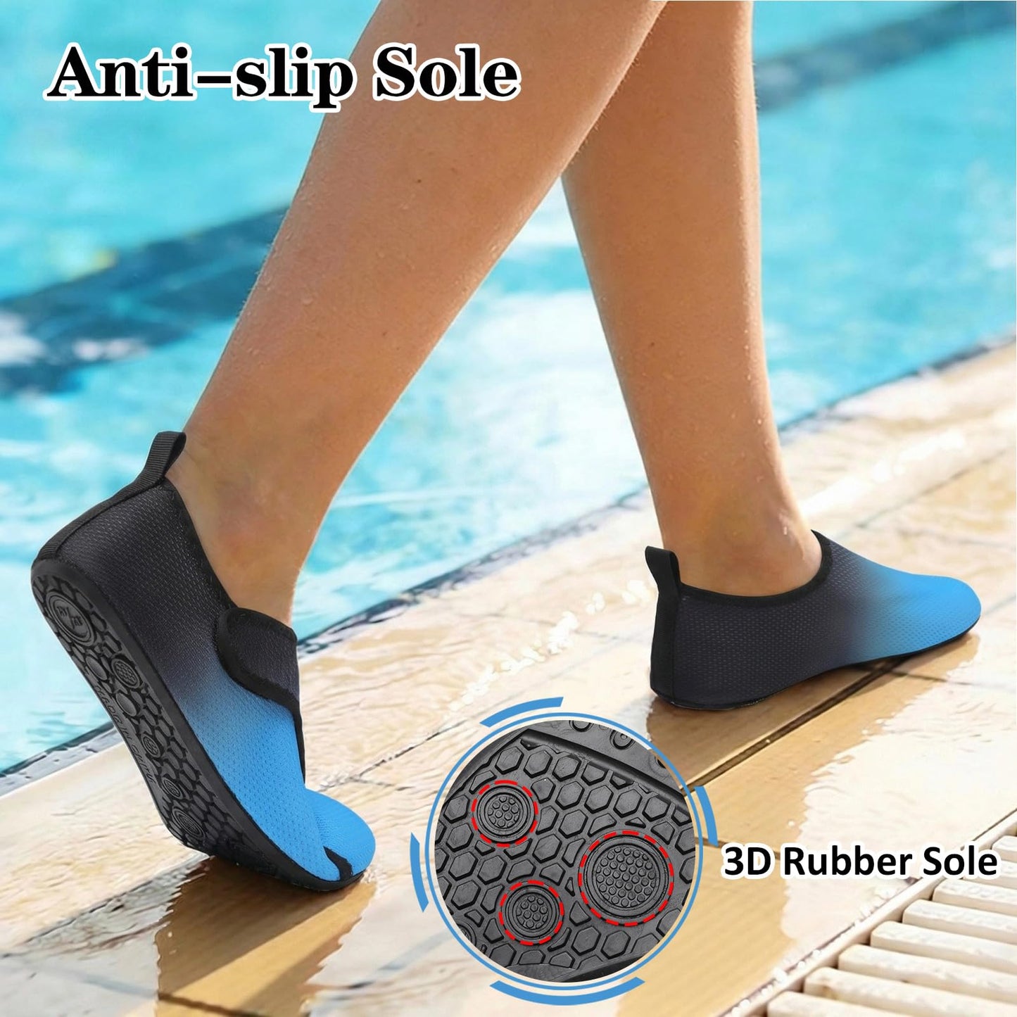 LeIsfIt Swim Water Shoes for Women Men Quick-Dry Aqua Socks Non-Slip Summer Barefoot Socks for Beach Pool Surf Yoga Gradient 8-9 Women/6-7 Men