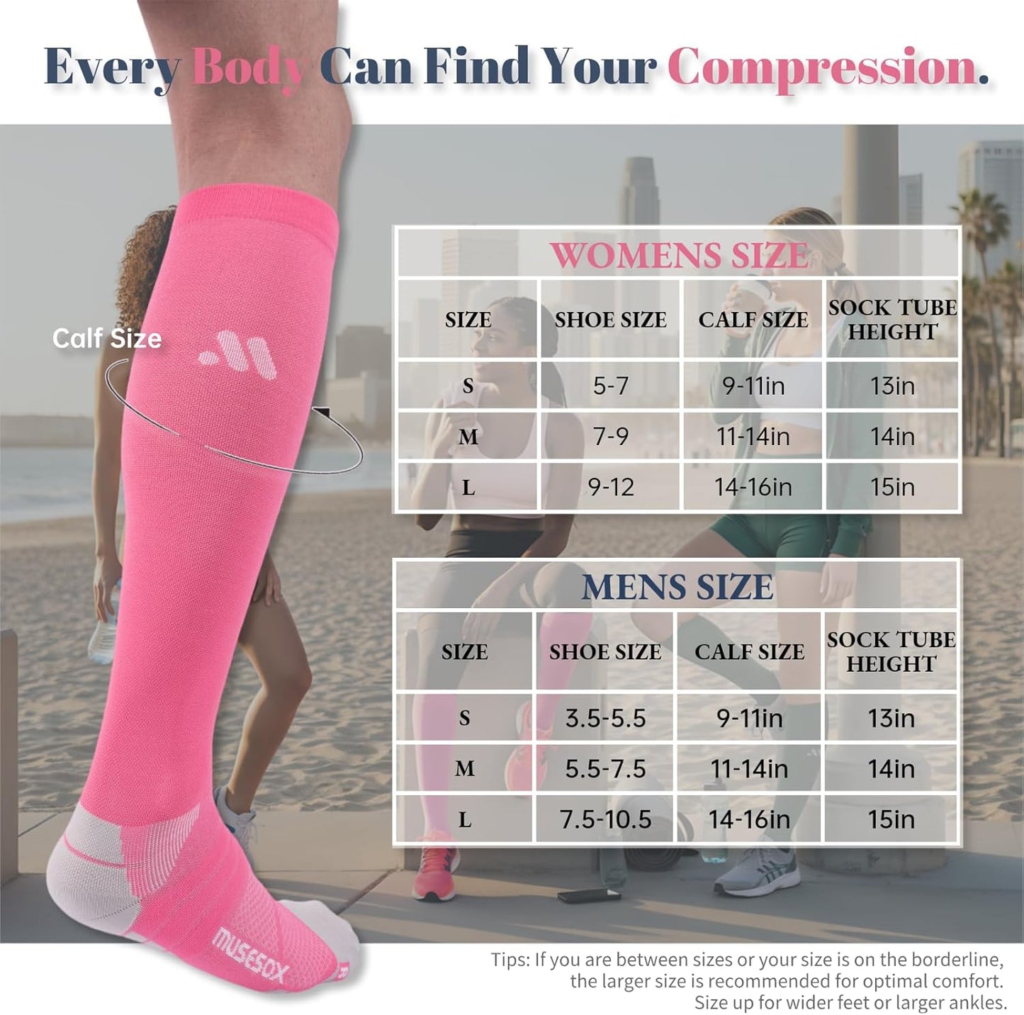 Skiennix Compression Socks - Knee High 15-20mmHg Graduated Support for Nurses & Travelers | 3 Pairs