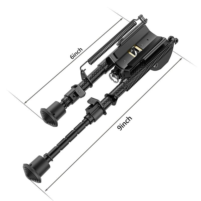 Xaegistac Carbon Fiber Rifle Bipod 6-9 Inch with M Lock Adapter - Lightweight Hunting Bipod for Rifles, Quick Release Adjustable Shooting Rest with Non-Slip Rubber Feet
