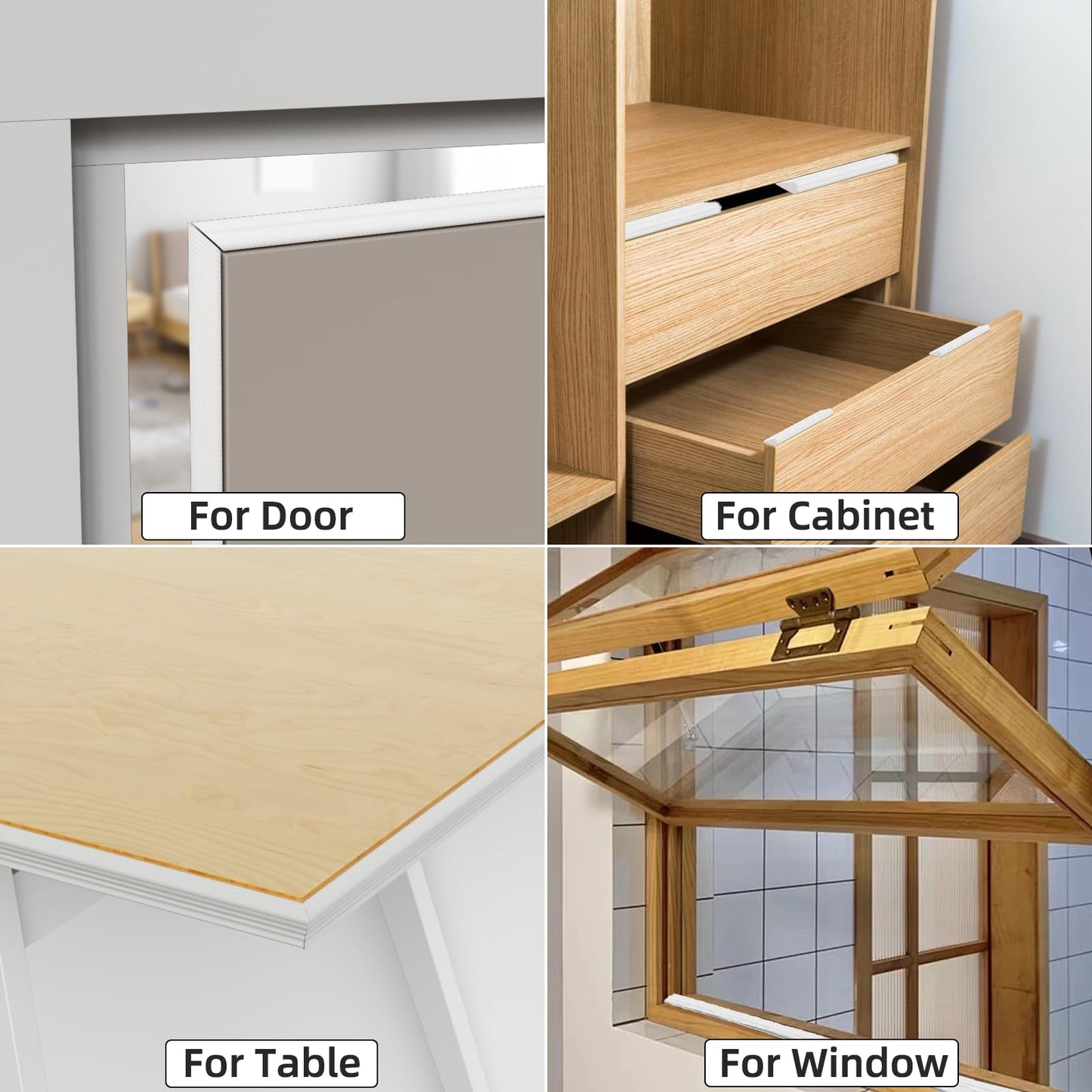 Upgraded 118 Inch Wedge-Shape Weather Stripping Door Seal,Self Adhesive Dark Gray Foam Core for Lightprooof,Windows and Doors Insulation,Weatherstrip Tape for Door Soundproofing,Drafts Blocker,White