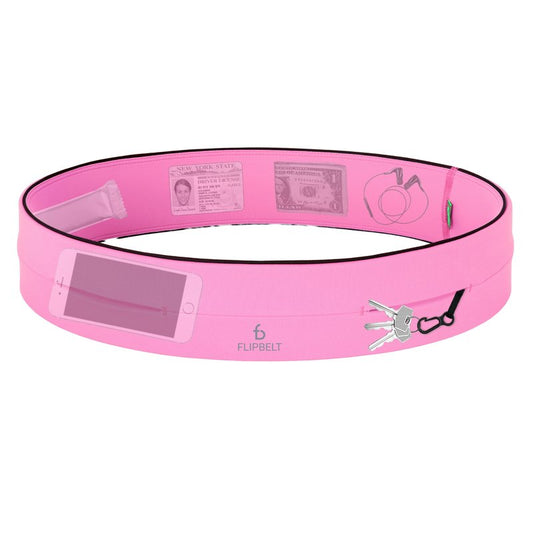 FlipBelt Classic Running Belt, Running Fanny Pack for Women and Men, USA Company - [Girly Pop Pink] - [Medium]
