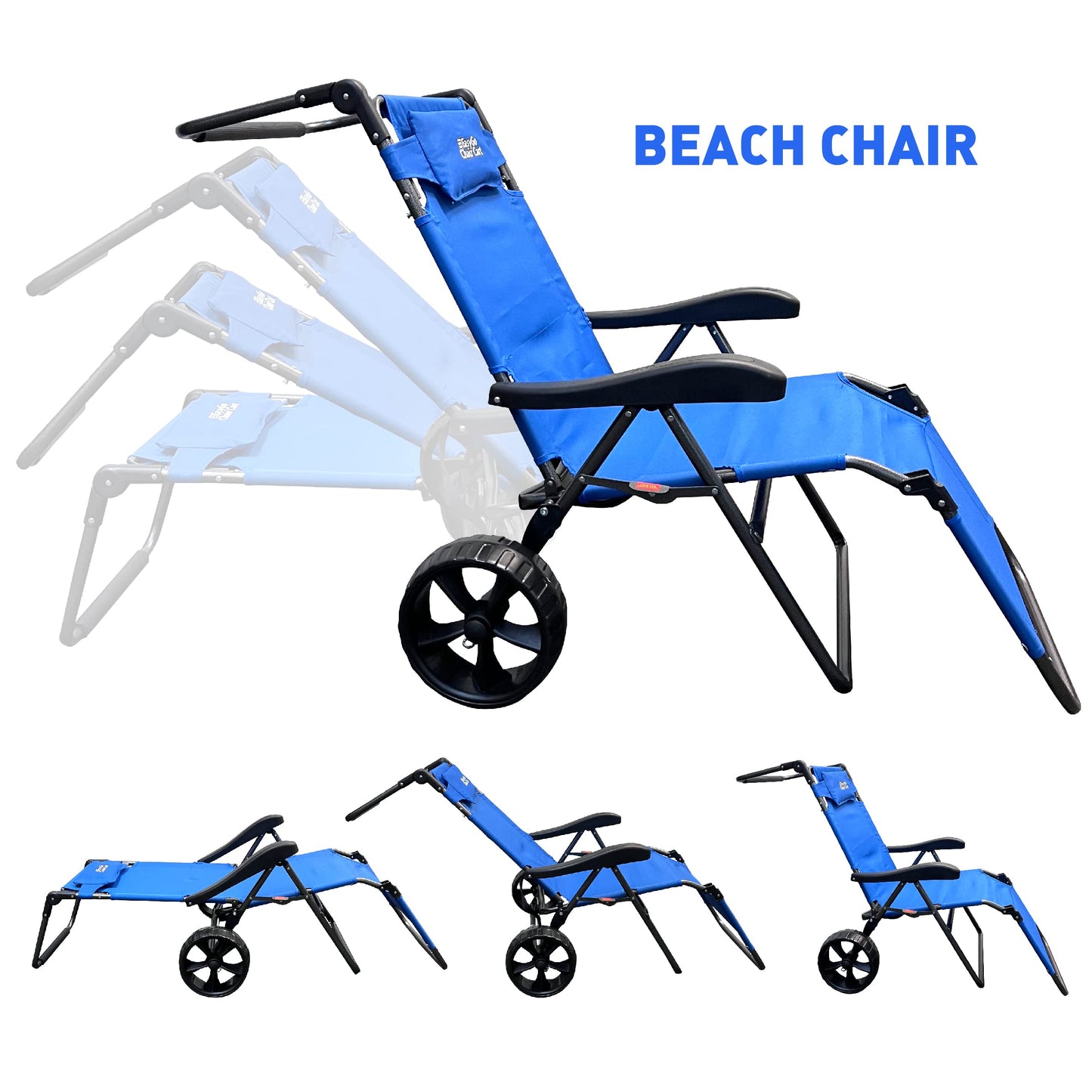 Beach Cart Chair – 2 in 1 Turns fromChair to Cart – Large Wheels – Easy to Use – Large Capacity – Blue Color