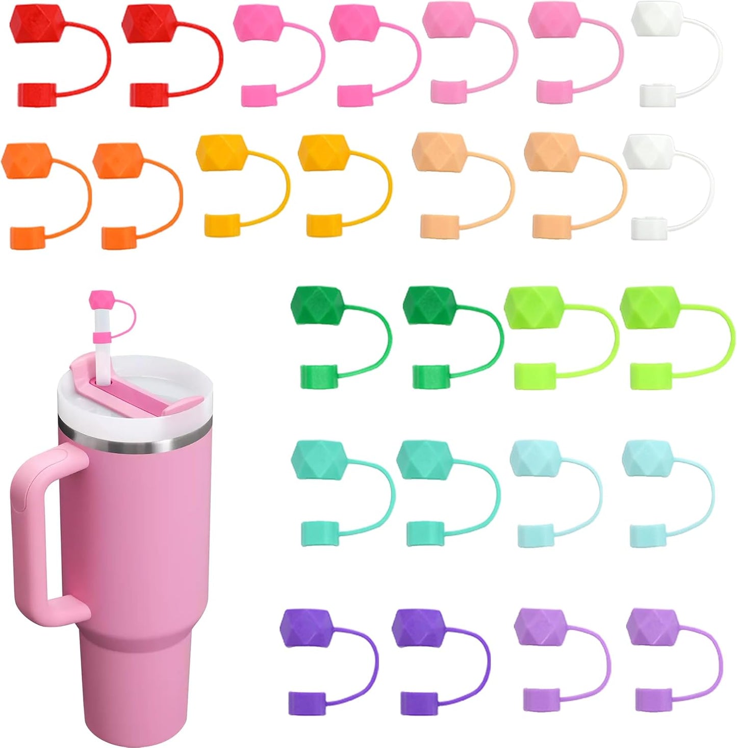 Skiennix 26 PCS Straw Covers - Durable Cap Set for Stanley 30 & 40 Oz Tumblers | 10 MM Straw Toppers