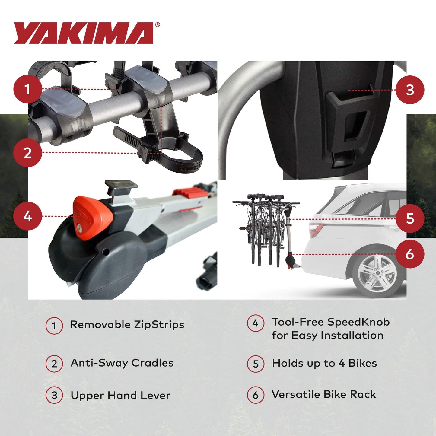 Yakima Ridgeback Tilt-Away Hitch Mount Bike Rack, Foldable Design for Storage - Folding Rear-Mounted Bicycle Carrier for Car, SUV, or Truck Receiver with Anti-Sway & Lock System