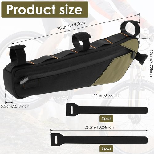 IFOKAMOG Bike Frame Bag, Large Capacity Bike Frame Bags Waterproof, Bicycle Triangle Pouch, Antislip Bikes Front Tube Bag with Side Zipper pocket and Sticky Strap for Commuter Road Bicycle