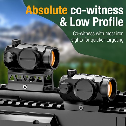 1x20mm 2MOA Red/Green Dot Sight Motion Awake Red Dot Scope Optics Reticle Sight 10 Brightness with Co-Witness Riser and Low-Profile Mount for Picatinny Rail