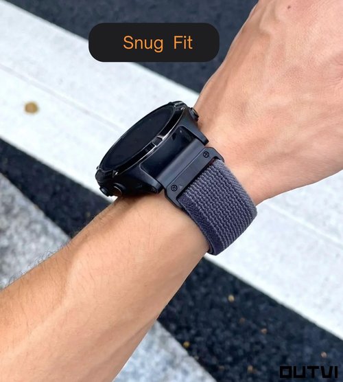 OUTVI Trail Loop Nylon Band compatible with garmin fenix 5x 6x 7x 3 hr 26mm quick fit bands Epix Pro Gen 2 51mm Enduro 2 D2 Delta PX BRAVO Charlie Rugged Braided Elastic Weave Strap men women GRAY