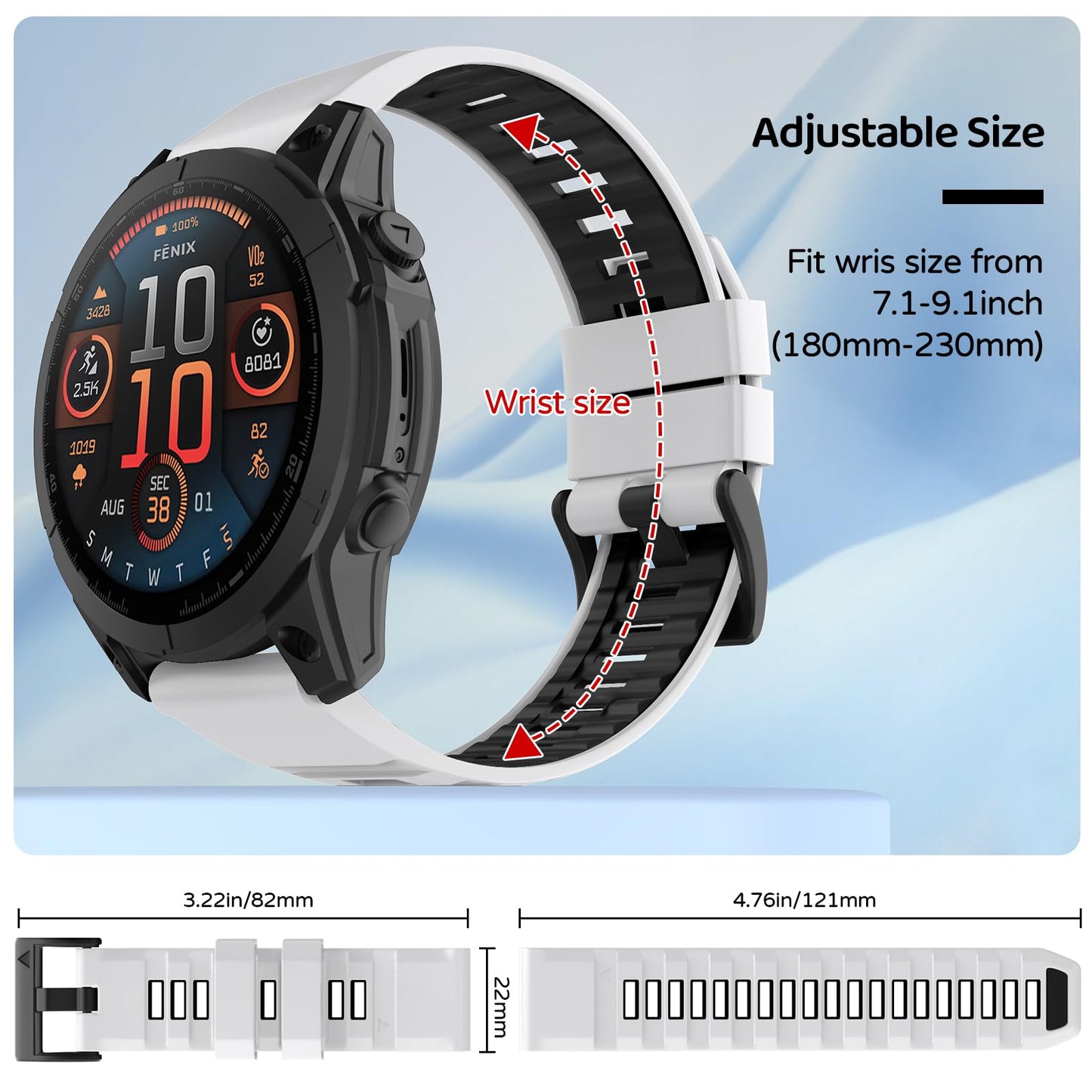 U-LIMVE Fenix 8/7/6/5/Epix Pro 47mm/Fenix E 22mm Silicone QuickFit Band for Garmin Forerunner 965/955/945/935/745