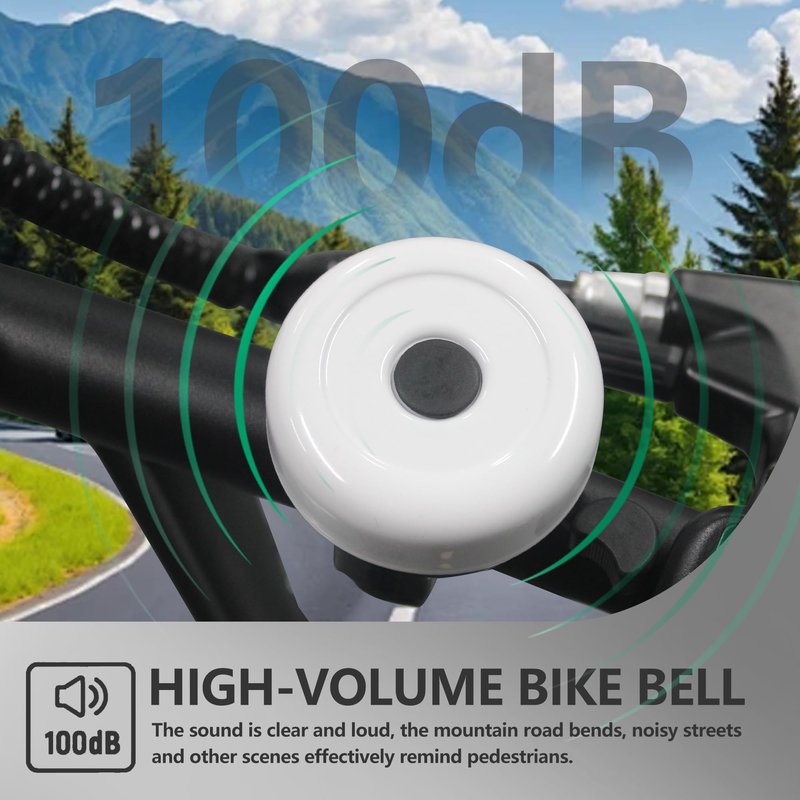 Zylvro Bike Bell, Loud Crisp Clear Sound, for Electric Dirt Bicycle, Classic, White