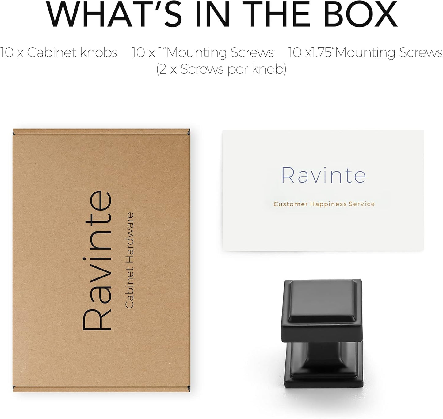 30 Pack Matte Black Square Kitchen Cabinet Knobs - Modern Zinc Drawer Pulls & Handles