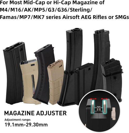 Ludex 6mm Airsoft Speed Loader - 1600 Round Capacity for M4/M16/AK/MP5/G3 Series AEG Rifles