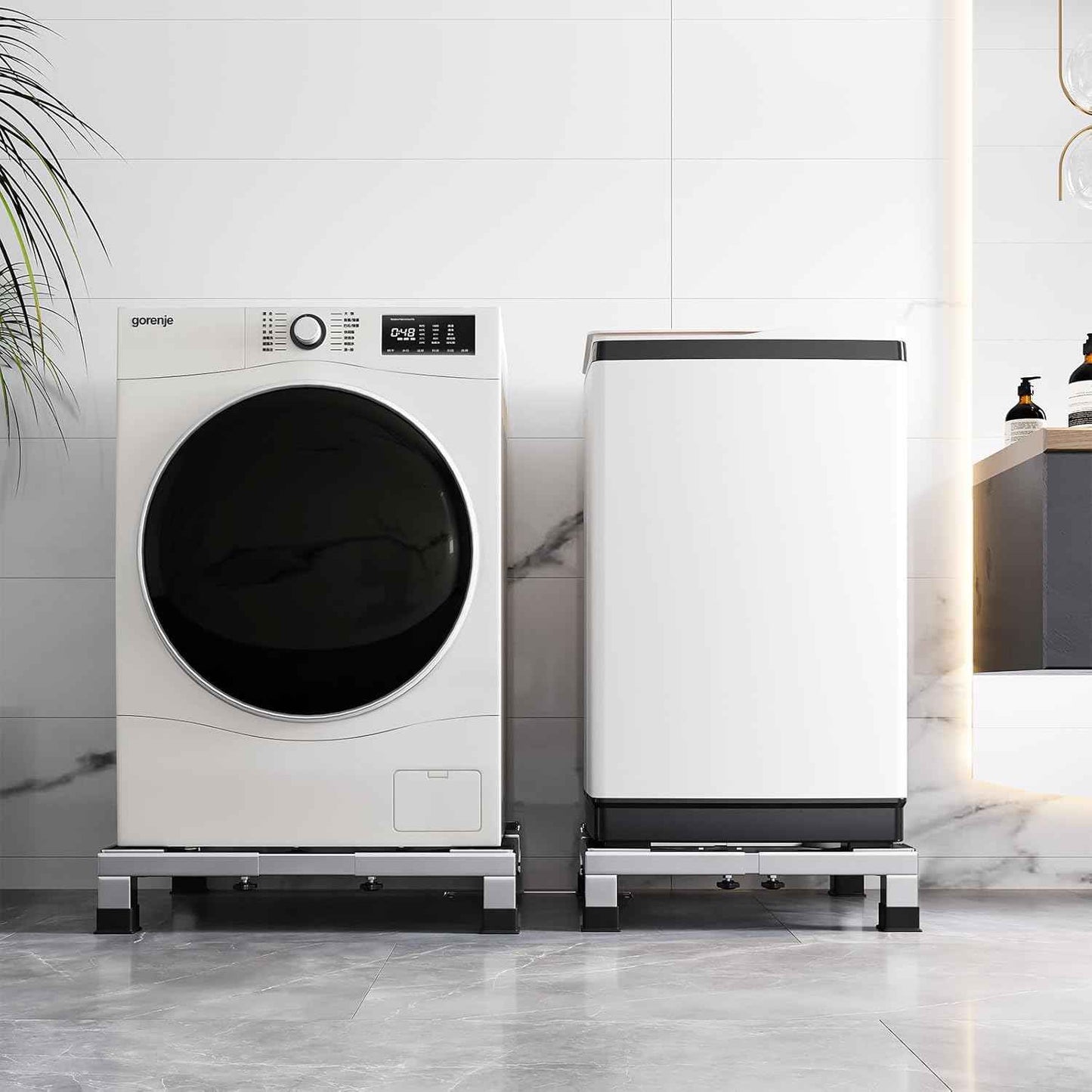 Heavy Duty Stainless Steel Mini Fridge & Washer Dryer Stand with 4 Strong Feet - Universal Appliance Base (Large)