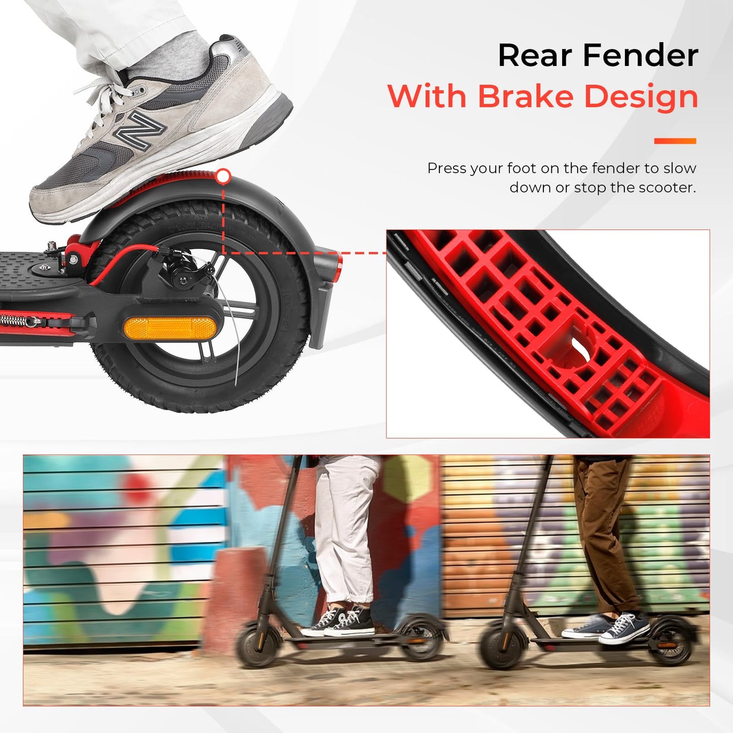 LUCK4U Scooter Rear Fender Replacement Accessory with tail light with brake Compatible with M365 Pro Pro 2 1S MI3 Swagger 5 Scooter Gray-Red