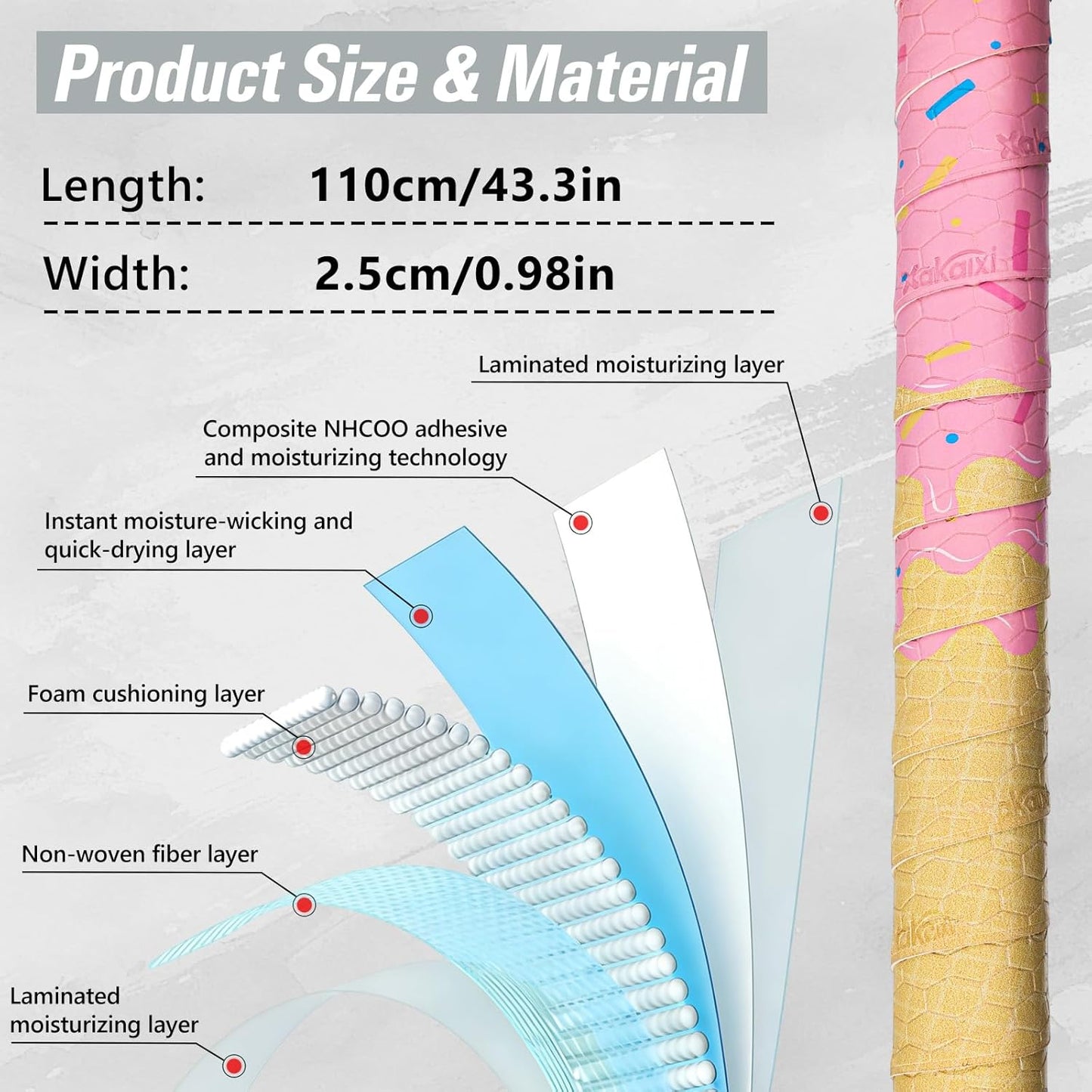 Skiennix Ice Cream Drip Baseball Bat Grip Tapes - Non-Slip, Sweat-Absorbent Wrap | 2/4 Pack, 0.5mm/1.1mm/1.75mm