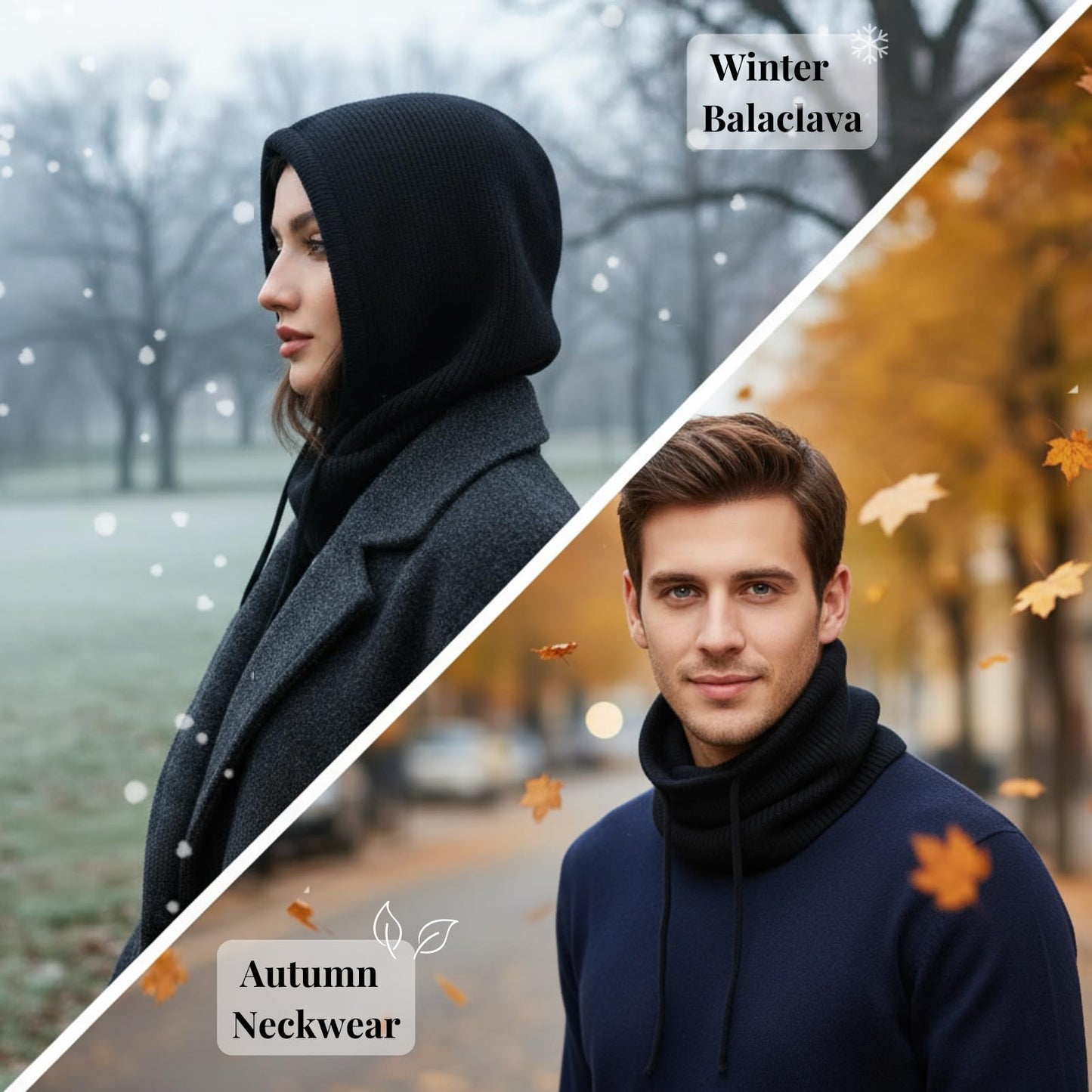 Dresyu Hooded Scarf Hat Snoods for Women Winter Balaclava Neck Warmer Hood Hat with Drawstring,Knit Skull Cap Beanie Men Neck Gaiters Soft Chunky Windproof Pullover Snood for Outdoor