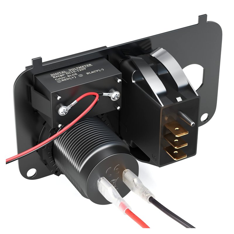 10L0L Golf Cart Integrated Panel Fit for EZGO TXT PDS Golf Models,3in1 Multifunctional Console,12V 3.0 Fast Charge Dual USB Charger Socket & LED Digital Voltmeter & Forward Reverse Switch Button