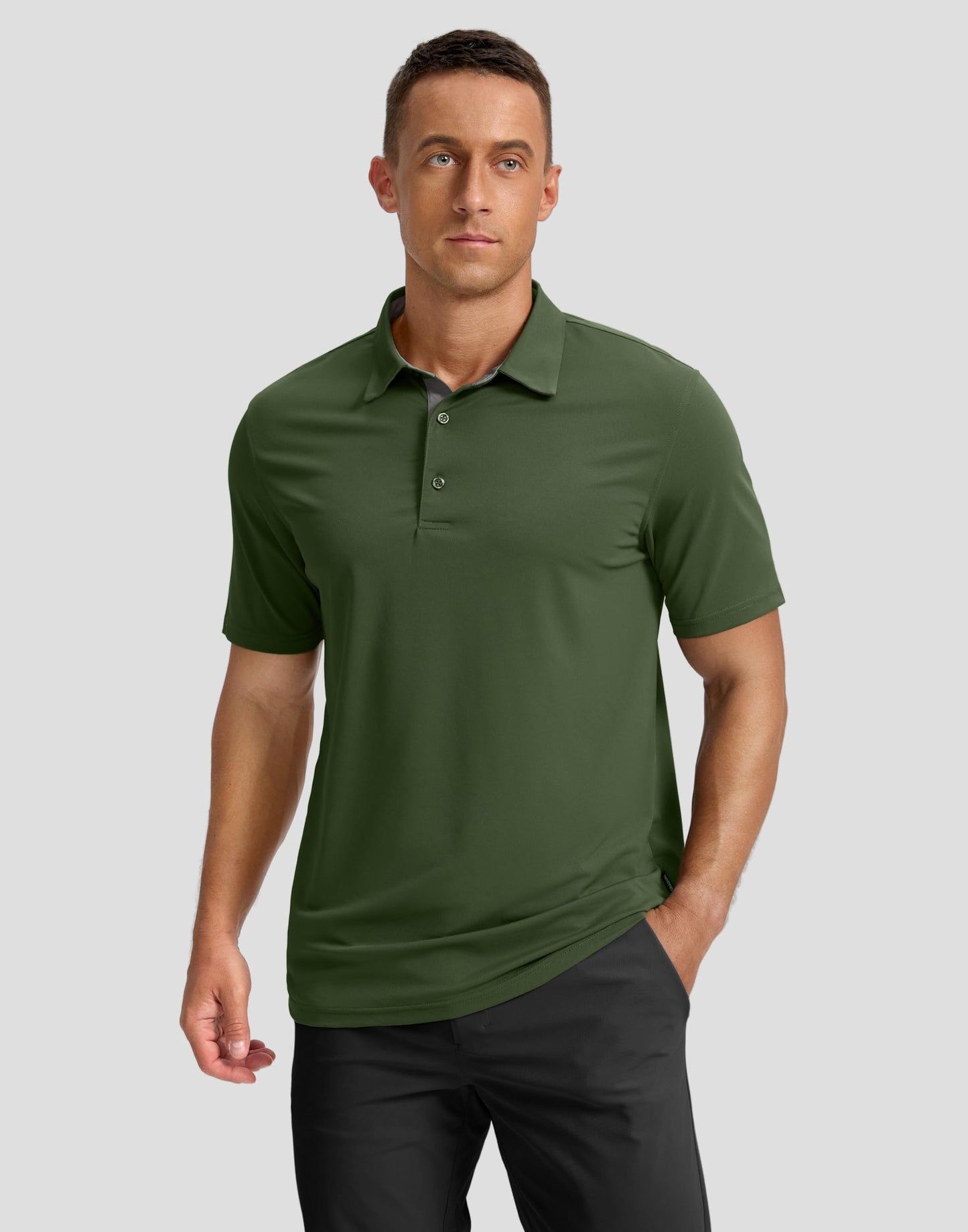 Men's Golf Shirts Dry Fit Moisture Wicking Performance Short Sleeve Collared Polo Shirts for Casual Athletic Business (Dark Green, 4XL)
