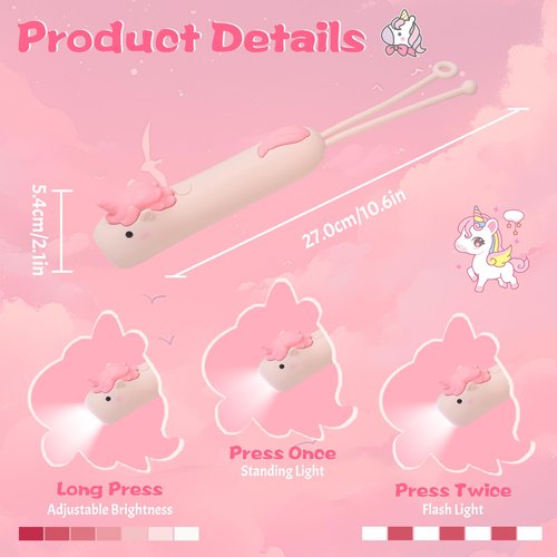 CoolGift Mart Kids Silicone Flashlight, Dimmable Flashlight for Toddlers Kids Boys Girls, Rechargeable Hanging Night Light for Camping, Night Walks and Home Use, Fun Animal Themed Portable Torch