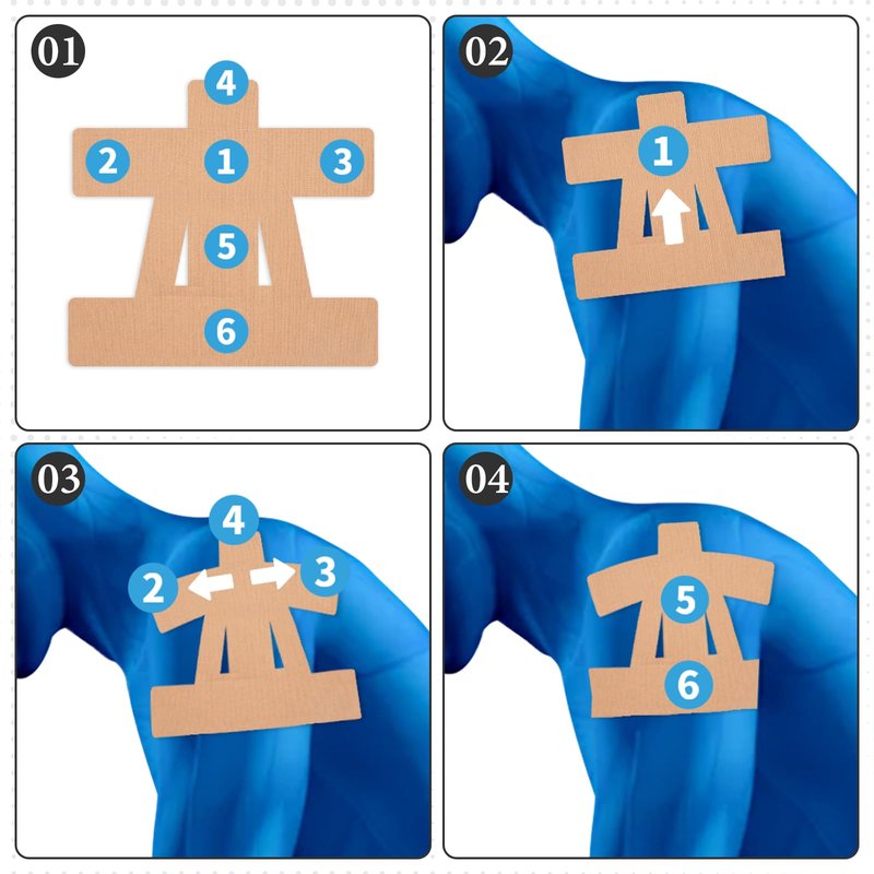 12 Pcs Precut Kinesiology Tape for Shoulder，Shoulder Tape for Shoulder Pain Relief Pre Cut，Support & Stability，Elastic，Waterproof, Breathable Athletic Tape(Brown)