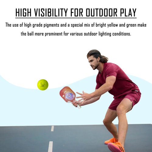 VOAS Gold X40 Pickleball Balls - Official Ball USAPA Approved, 40 Holes Outdoor Pickleball Balls, Durable, Crack-Resistant, High Visibility, Advanced Aerodynamics, 12 Pack for Official & Casual Games