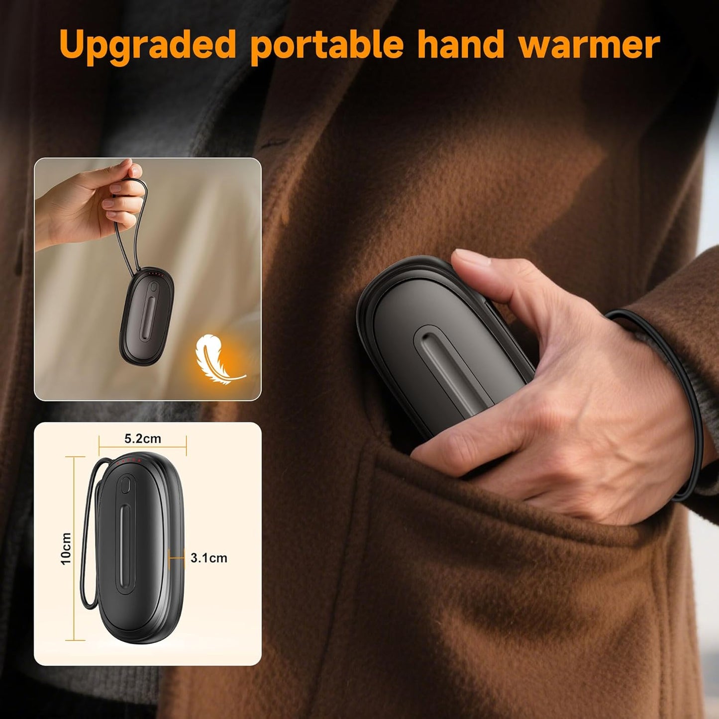 Skiennix Rechargeable Hand Warmers - AI Smart Fast Heating, Dual-Sided Safety, 6-24 Hour Use | 2 Pack