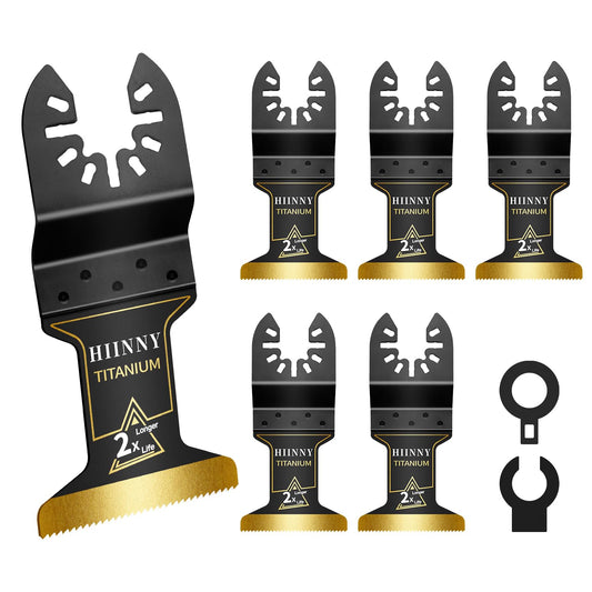 Hiinny 6PCS Titanium Oscillating Tool Blades, Professional Universal Titanium Oscillating Saw Blades Multitool Blades Kits for Metal Wood Plastics, Dewalt Milwaukee Ryobi Fein