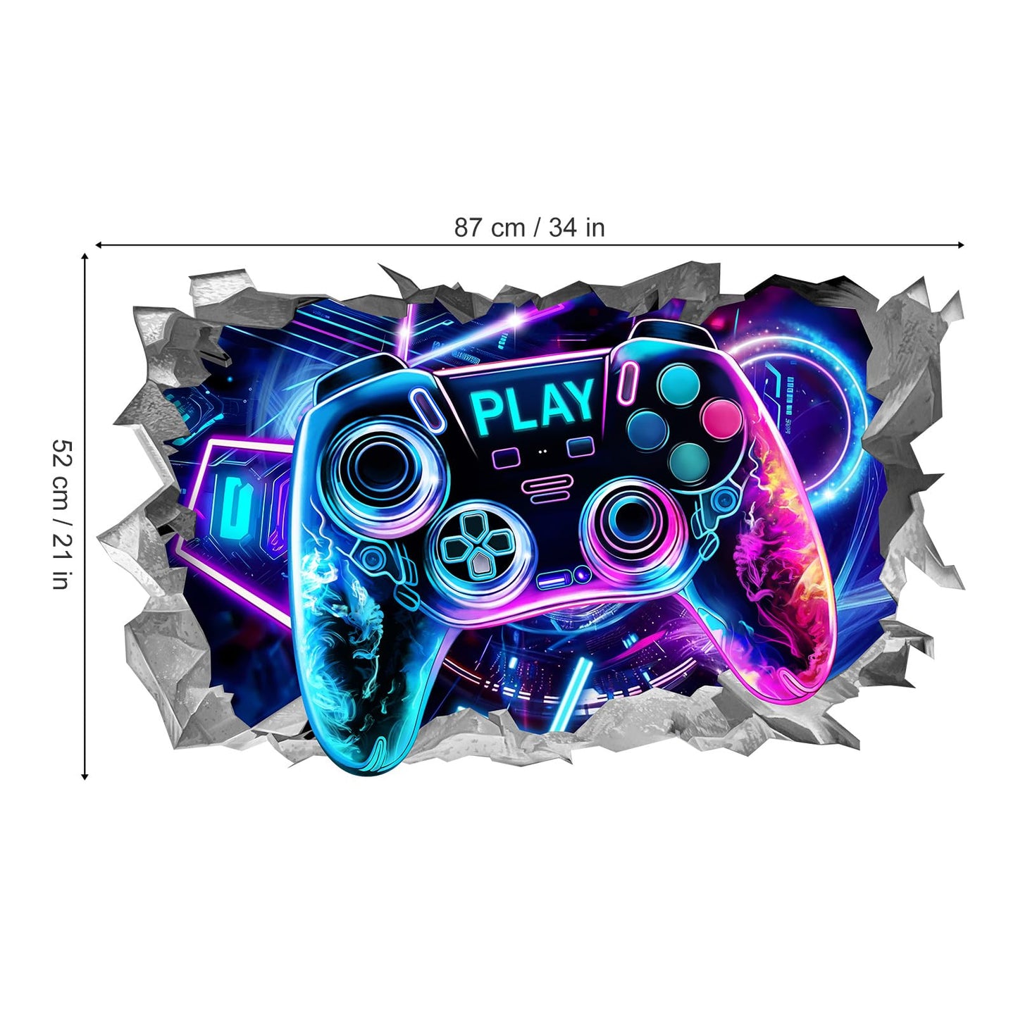 wondever 3D Game Wall Stickers Gamer Controller Gaming Peel and Stick Wall Art Decals for Teenagers Boy Bedroom Playroom