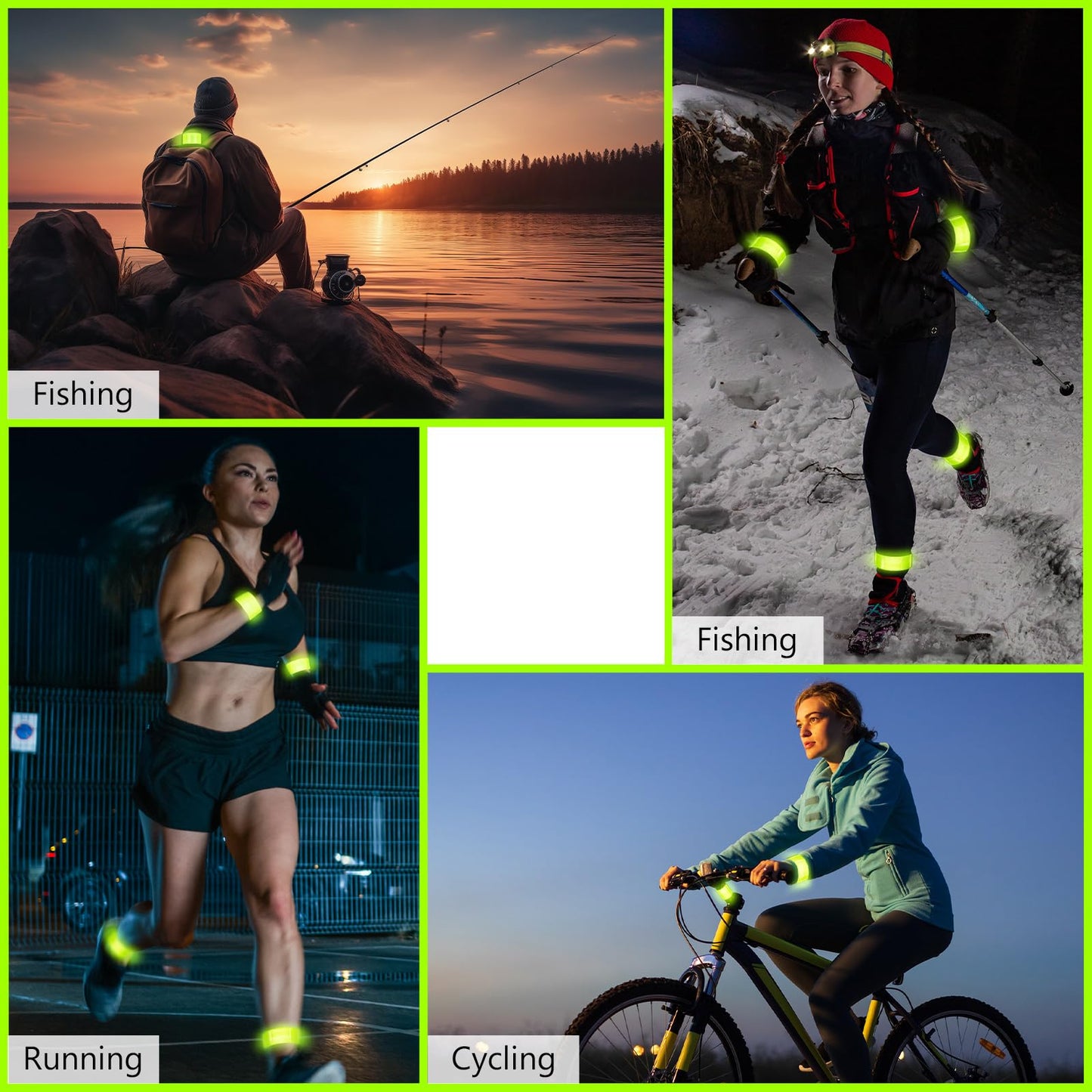 Halloscume 12 Pcs Reflective Arm Bands 15.75 in Reflective Snap Bands Slap Bracelets High Visibility Safety Ankle Strips Gift for Night Walking Cycling Running Jogging Hiking (Green)