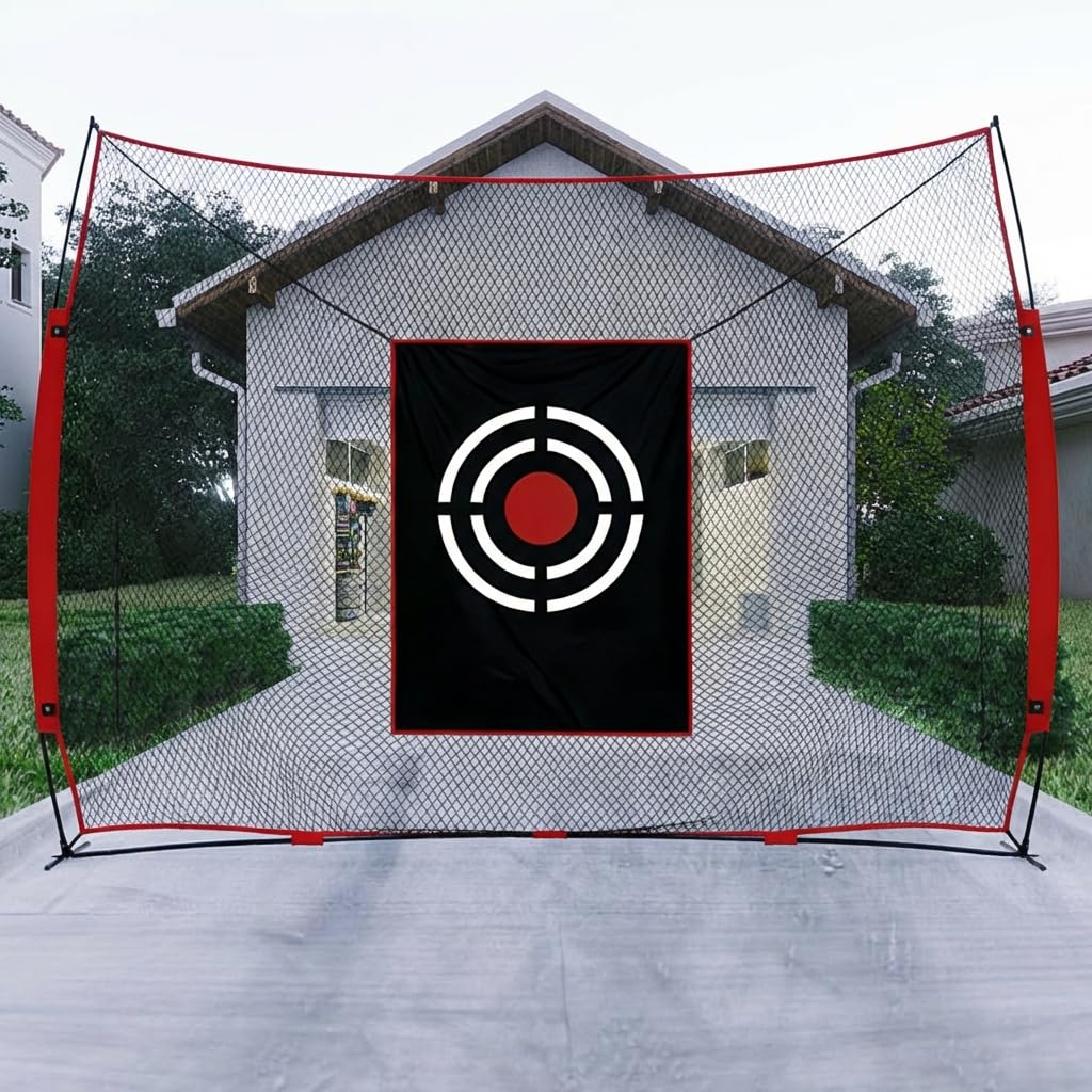 Sharellon Golf Net Practice Driving Backyard Hitting Nets - 10x8ft Large Heavy Duty Sports Training Aid with Target Carry Bag for Indoor Outdoor Garage
