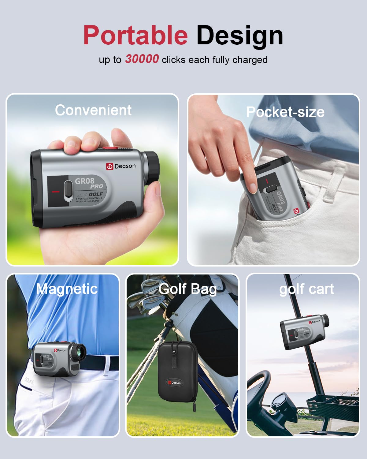 Golf Rangefinder with Slope, Golf Laser Rangefinder with Bag, 1300 Yards Rechargeable Range Finders Golfing with Flag Lock Vibration,LED Optical Lens7X Magnification,Speed Mode (Grey)