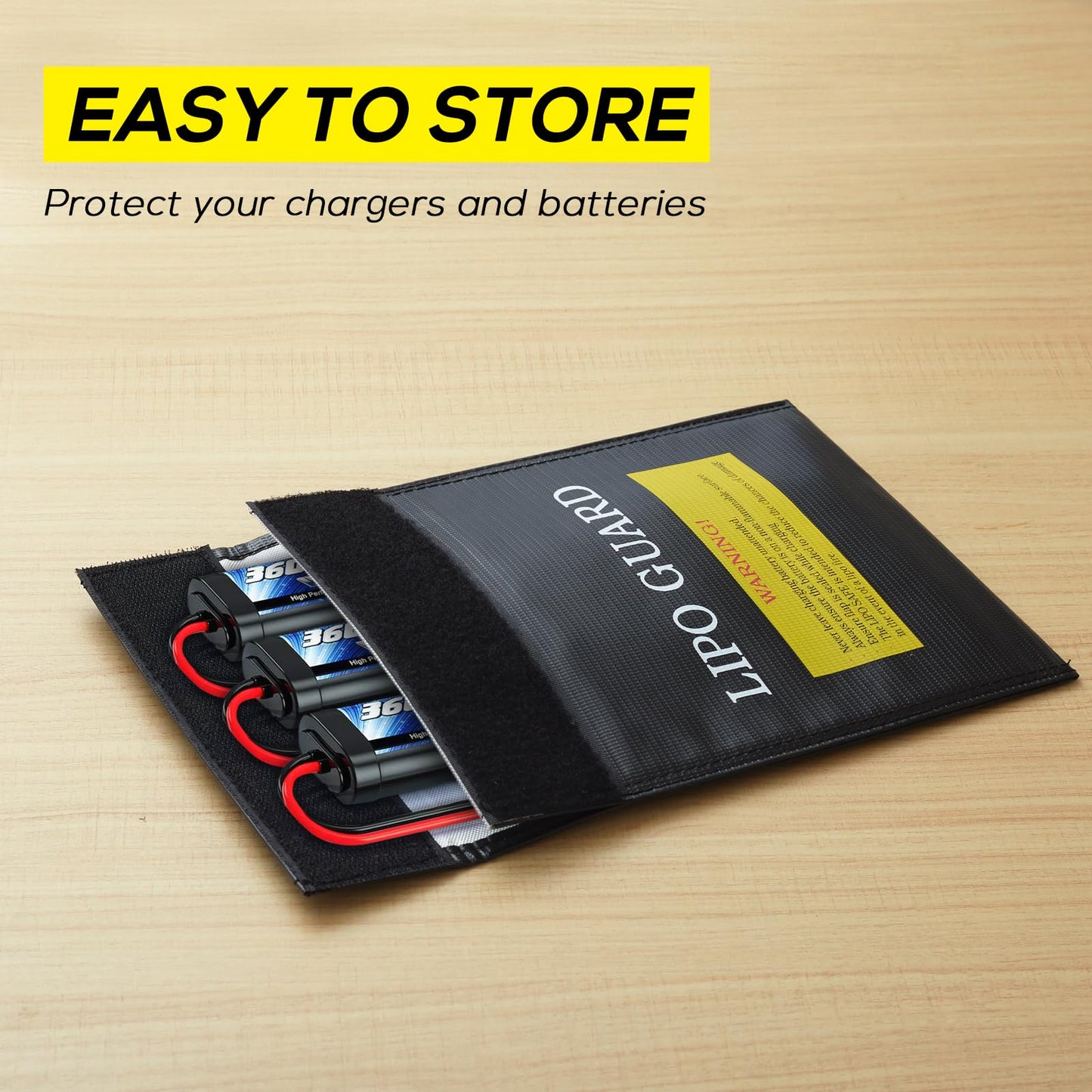 PAWBOSE Lipo Safe Bag, Fireproof Explosion-Proof Lipo Battery Bag for Safe Charging and Storage, 2 Packs(black)