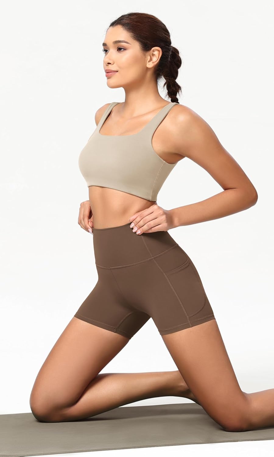 ODODOS Women's High Waist Yoga Shorts - Buttery Soft Lounge Biker Shorts with Pockets | Sizes 4-10