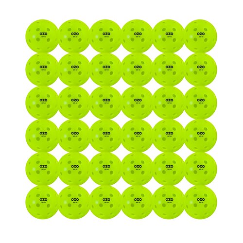 OZO Pickleball - Set of 36 Outdoor Balls, 40 Holes, Rotational Mould