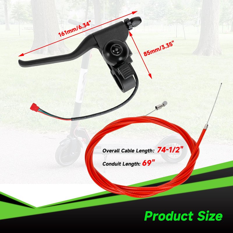 XIKOBY Universal Left Brake Handle Lever & Brake Cable Compatible with GOTRAX GXL V2 Electric Scooter Apex Pro XL Rival XR Elite E-Scooter Replacement Parts Accessories